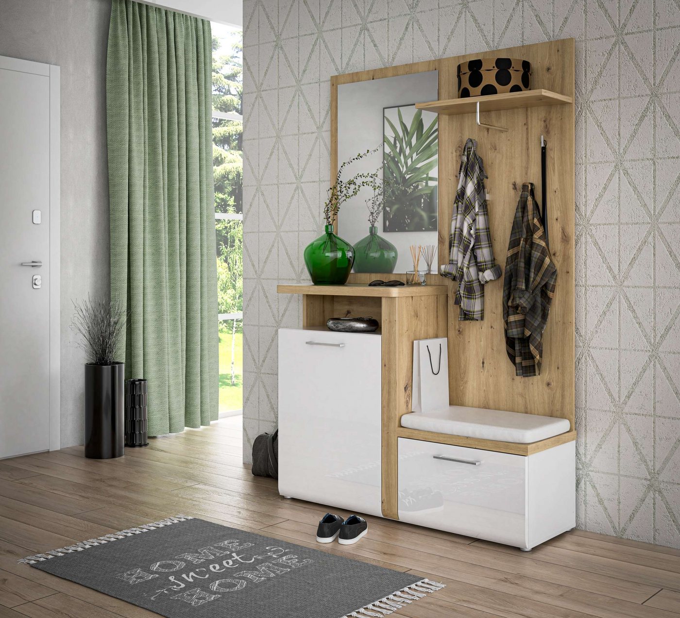 Stylefy Garderoben-Set Tuzalu, (Garderobenset, Garderobe), mit viel Stauraum, mit Spiegel, mit Soft-Close Funktion von Stylefy