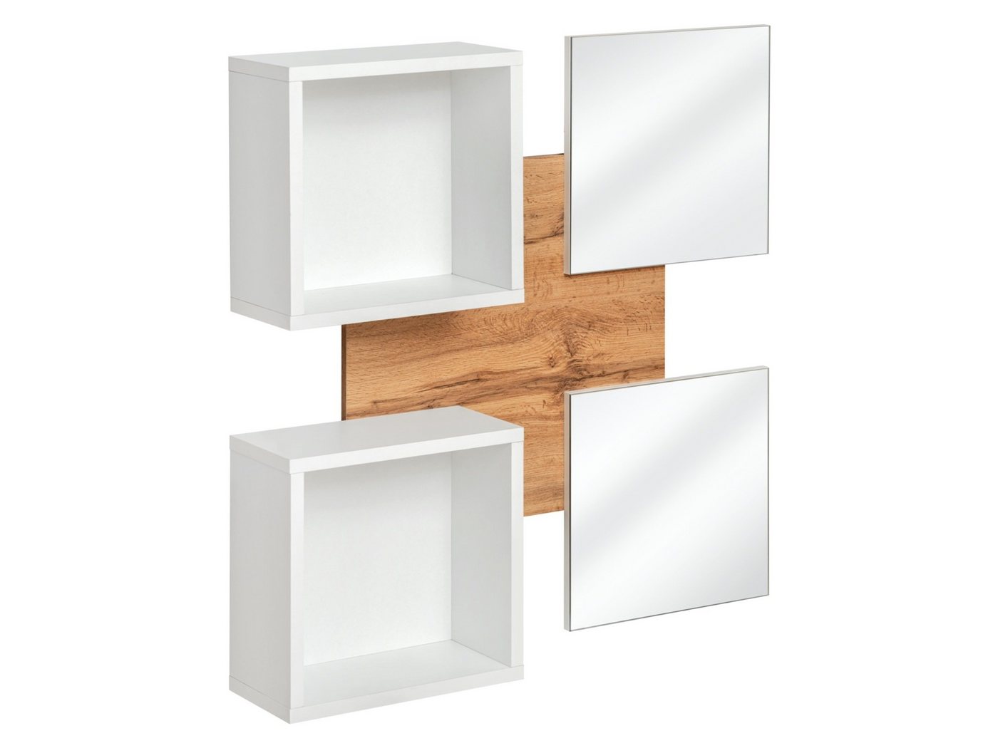99rooms Garderobenpaneel Arno Wotan Eiche Weiß (Wandpaneel, Wandgarderobe), mit 2 Fächer, mit Spiegel, viel Stauraum, aus Holzwerkstoff von 99rooms