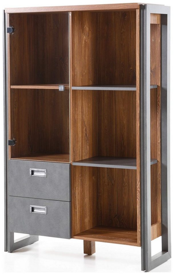 Stylefy Highboard Belfast Stirling Eiche (Kommode, Standschrank), mit Fächern und Schubladen, Metallelemente, Industrial Design von Stylefy