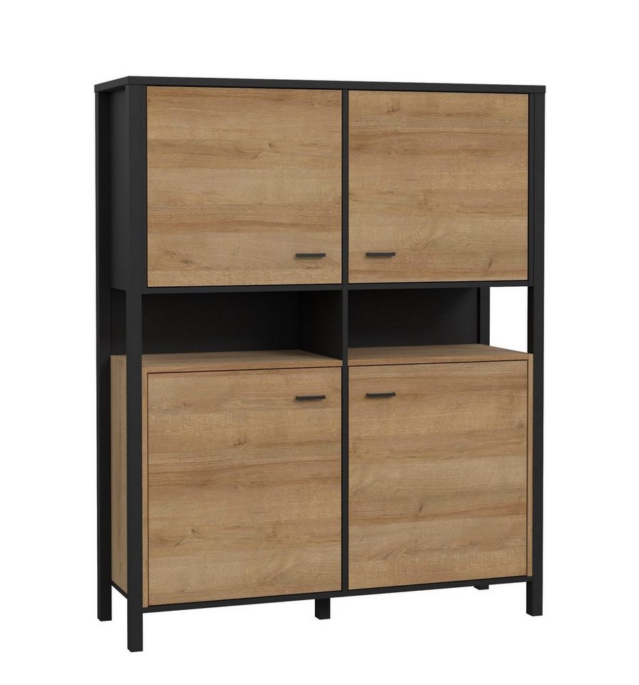 Stylefy Highboard Harryson Riviera Eiche Schwarz von Stylefy