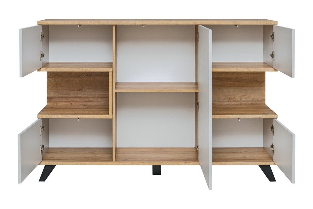 Stylefy Highboard Katharina SB Hellgrau/ Eiche (Highboard, Wohnzimmerschrank), Push-to-Open von Stylefy