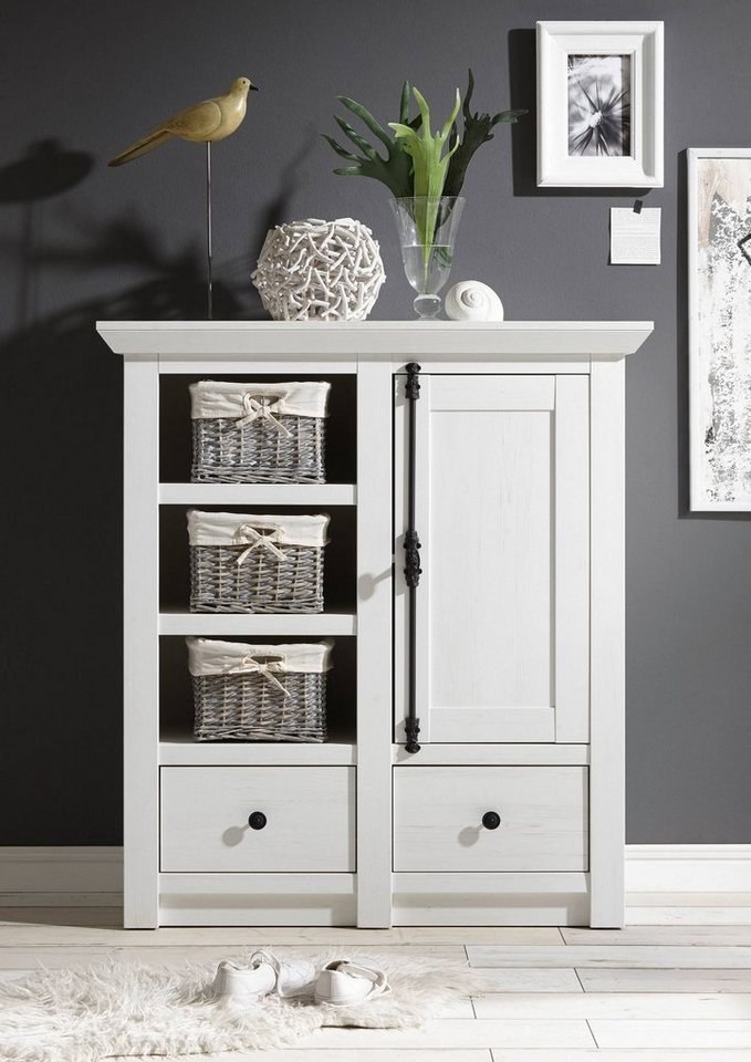 Stylefy Highboard Liliann Weiß (Kommode, Standschrank), mit Fächern und Schubladen, viel Stauraum, Spanplatte, Landhausstil von Stylefy