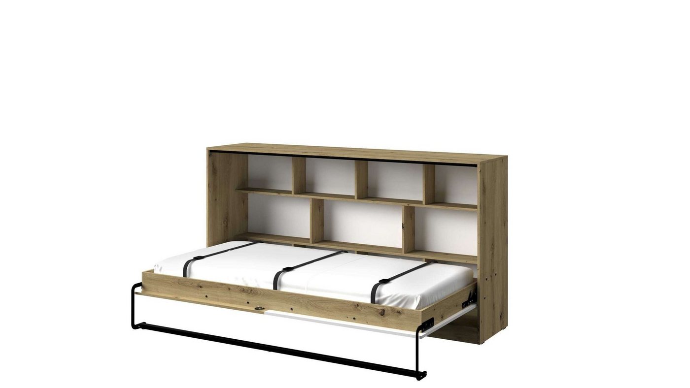 99rooms Jugendbett Narin II (Schrankbett, Bett), 90x200 cm, klappbar, mit Regal und Matratze, für Jugend von 99rooms
