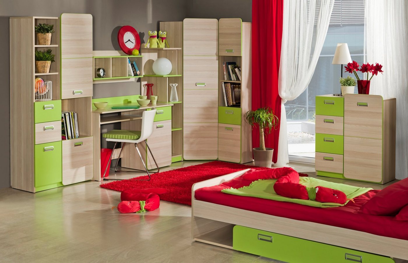 Stylefy Jugendzimmer-Set Laterne Limette Esche, (Komplettset, Set (8-St), 8-teilig, Spanplatte, variabel stellbar, Modern Design, für Kinder von Stylefy