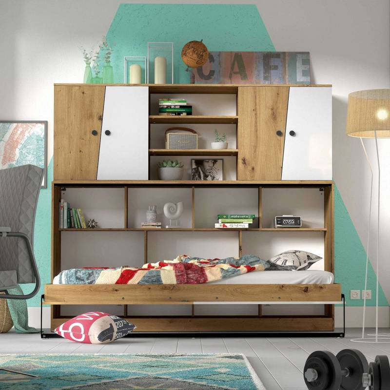 99rooms Jugendzimmer-Set Narin I, (Komplett-Set, (Set, 2-St), bestehend aus 1xFunktionsbett und 1xAufsatzschrank, mit Matratze, variabel stellbar, für Jugend von 99rooms
