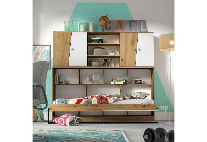 99rooms Jugendzimmer-Set Narin I, (Komplett-Set, (Set, 2-St), bestehend aus 1xFunktionsbett und 1xAufsatzschrank, mit Matratze, variabel stellbar, für Jugend von 99rooms