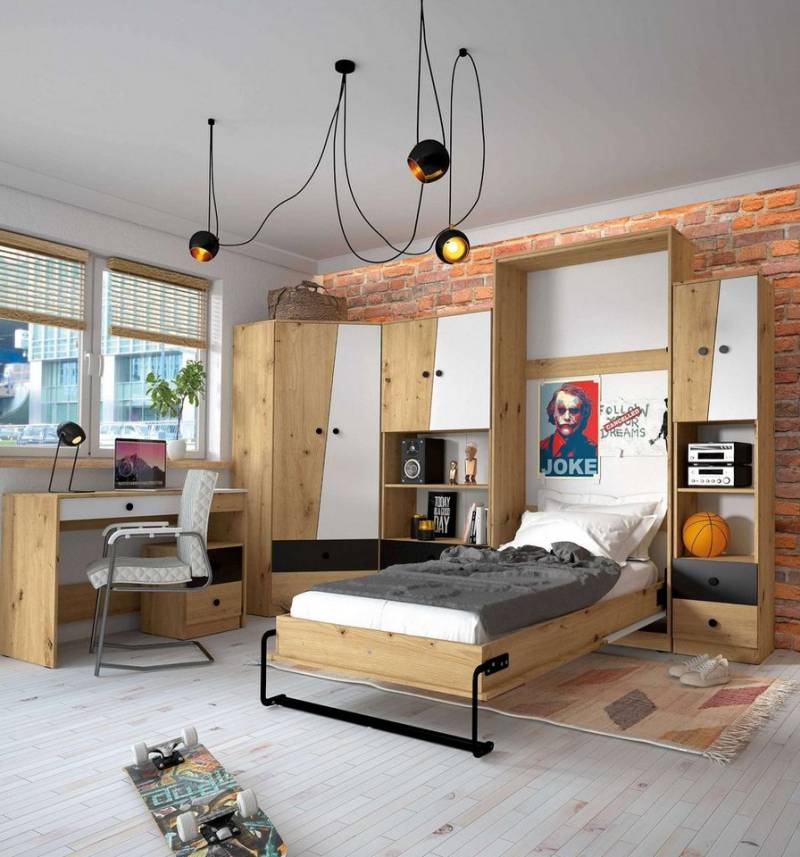 99rooms Jugendzimmer-Set Narin IV, (Komplett-Set, (Set, 6-St), 6-teilig, mit 1xFunktionsbett und Matratze, variabel stellbar, für Jugend von 99rooms