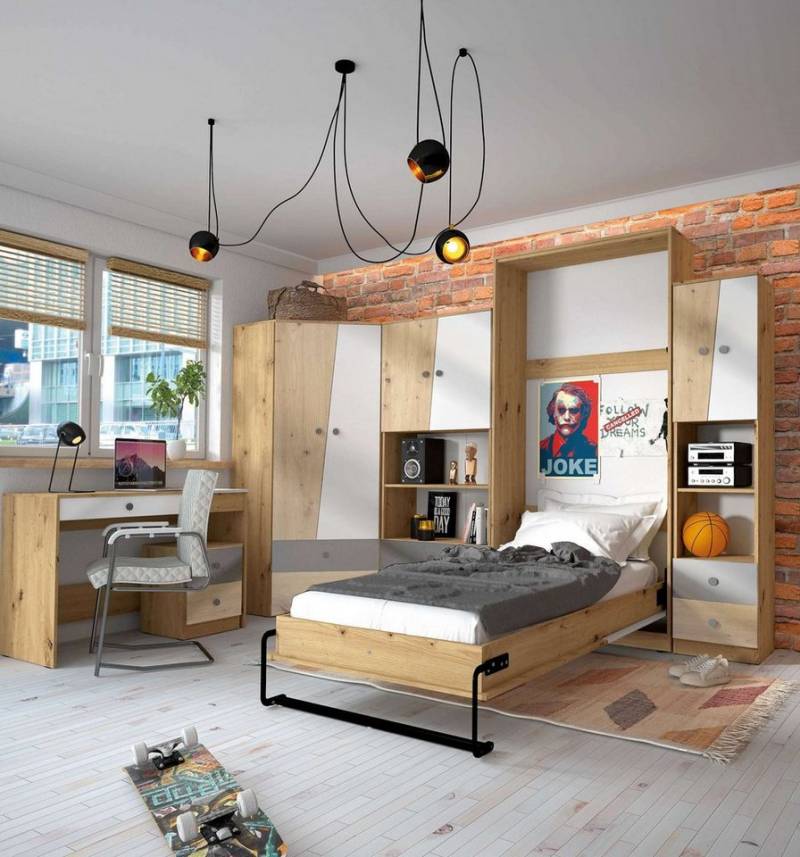 99rooms Jugendzimmer-Set Narin IV, (Komplett-Set, (Set, 6-St), 6-teilig, mit 1xFunktionsbett und Matratze, variabel stellbar, für Jugend von 99rooms