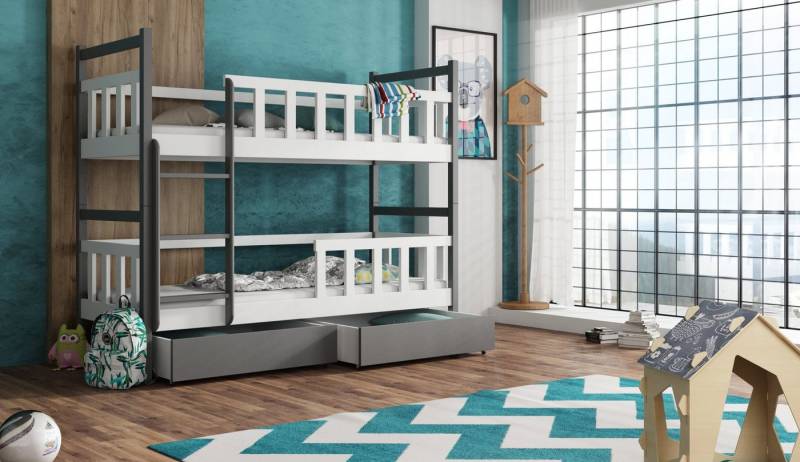 Stylefy Kinderbett Denil IV (Kinderbett, Bett), 190x80 cm, mit Bettkasten, Kieferholz, mit Leiter und Rausfallschutz, Modern Design, für Kinder von Stylefy