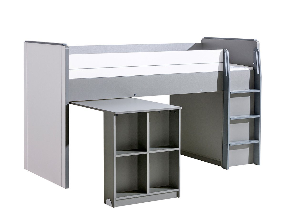 Stylefy Kinderbett Gammi (Kinderbett, Einzelbett), 90x200 cm, mit Schreibtisch und Leiter, Modern Design, mit Matratze von Stylefy