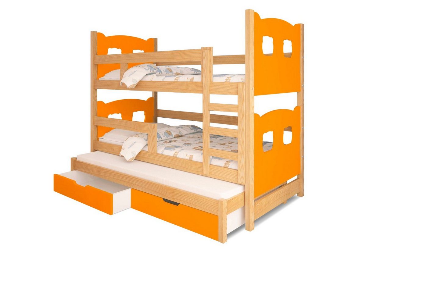 99rooms Kinderbett Masko (Kinderbett, Bett), 75x180 cm, mit Bettkasten, Kiefer, mit Leiter und Rausfallschutz, Modern Design, für Kinder von 99rooms