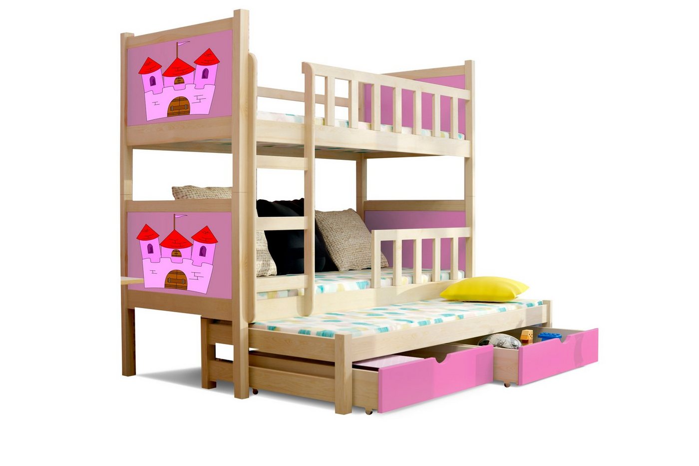 Stylefy Kinderbett Zoo II (Kinderbett, Bett), 190x80 cm, mit Bettkasten, Kieferholz, mit Leiter und Rausfallschutz, Modern Design, für Kinder von Stylefy