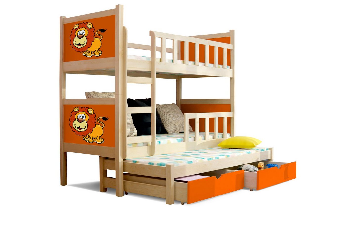 Stylefy Kinderbett Zoo II (Kinderbett, Bett), 190x80 cm, mit Bettkasten, Kieferholz, mit Leiter und Rausfallschutz, Modern Design, für Kinder von Stylefy