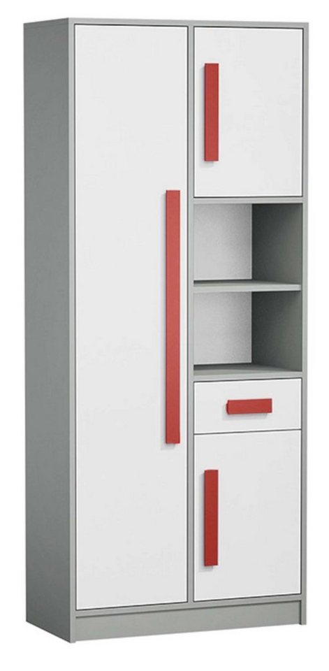 99rooms Kinderkleiderschrank Gael III (Standschrank, Kinderschrank) mit 2 offenen Fächern und Schublade, Vollauszug, viel Stauraum, Design Modern, für Kinder von 99rooms