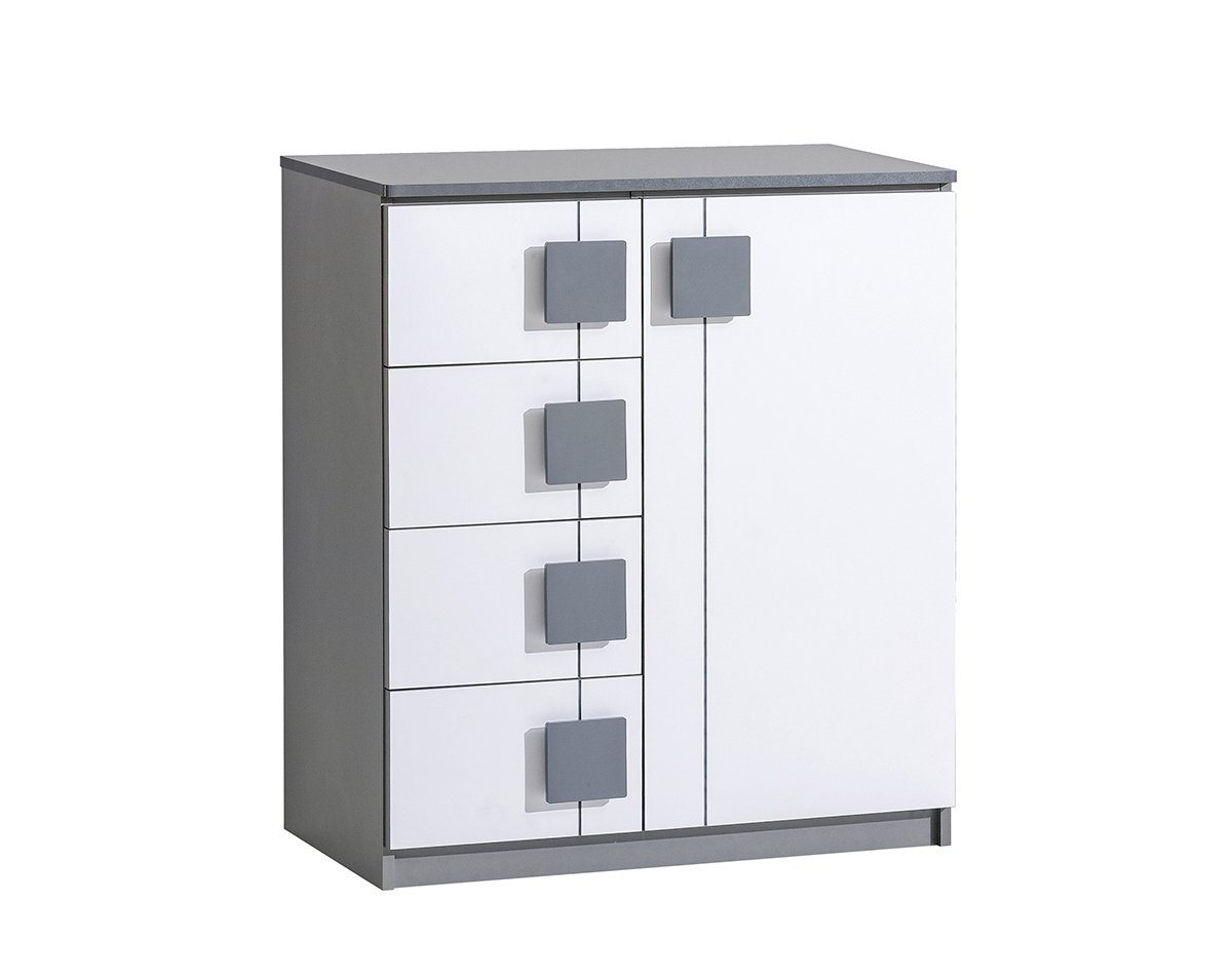 Stylefy Kinderkleiderschrank Gammi (Sideboard, Standschrank) mit Schubladen und Einlegeböden, Modern Design, Spanplatte, viel Stauraum von Stylefy