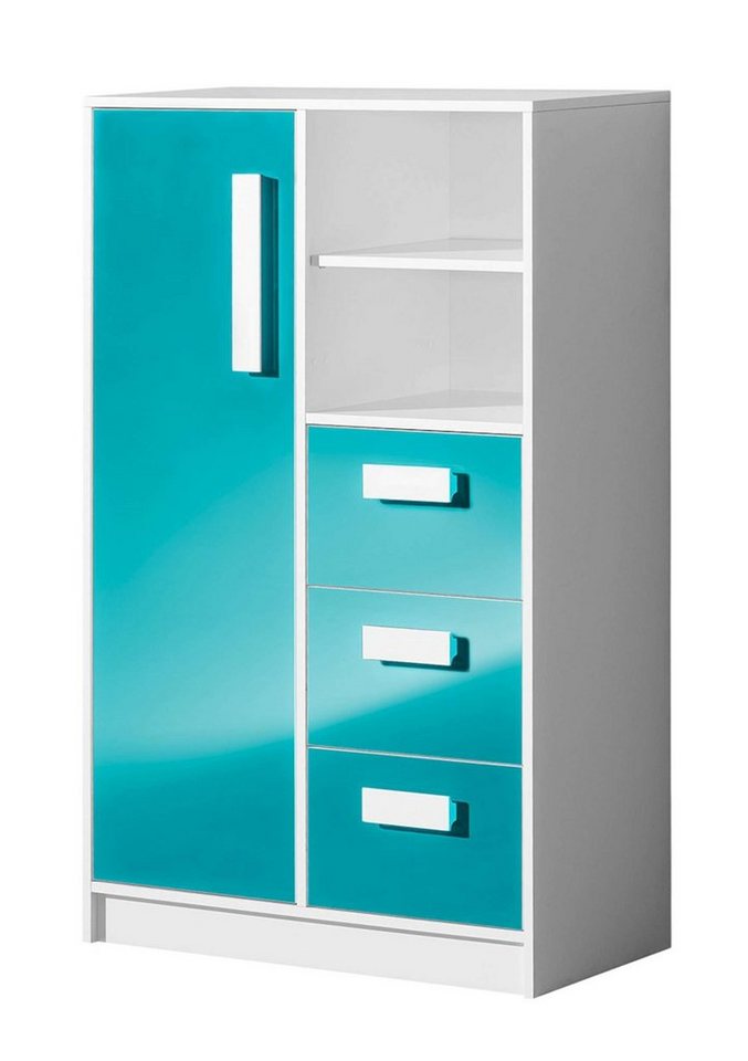 99rooms Kinderkleiderschrank Goldie I (Highboard, Standschrank) offene Fächer, mit Schubladen, Vollauszug, Modern Design, für Kinder von 99rooms