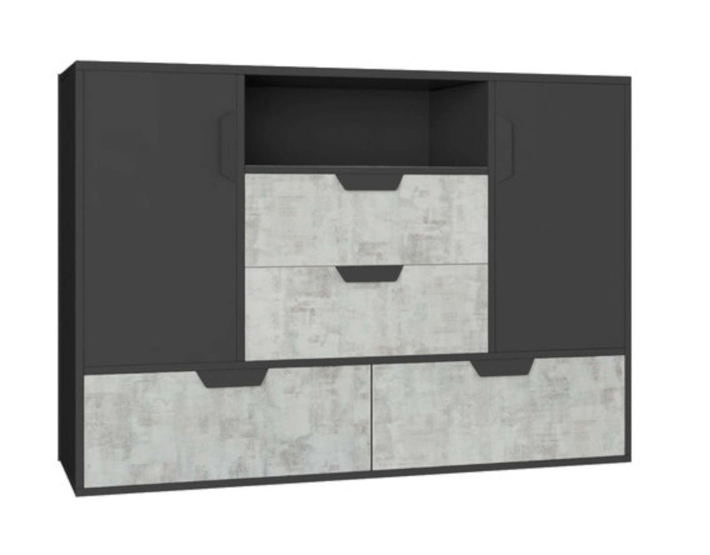 99rooms Kinderkleiderschrank Krona Graphit Enigma (Sideboard, Kinderschrank) mit Schubladen, FSC-Zertifizierung, viel Stauraum, Modern Design von 99rooms