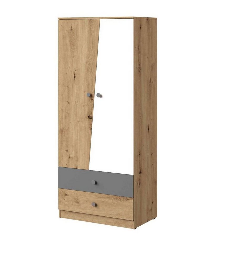 Stylefy Kinderkleiderschrank Narin I (Standschrank, Kinderschrank) 2-türig, mit Schubladen, Vollauszug, viel Stauraum, Design Modern, für Jugend von Stylefy