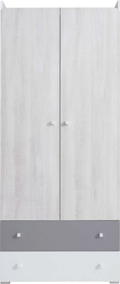 99rooms Kinderkleiderschrank Rono Weiß Hochglanz Eiche Wilton Weiss Grau (Kinderschrank, Mehrzweckschrank) mit 5 Fächern und Schublade, Spanplatte, viel Stauraum, FSC-Zertifizierung, Modern Design 99rooms Kinderkleiderschrank Rono Weiß Hochglanz Eiche Wilton Weiss Grau (Kinderschrank, Mehrzweckschrank) mit 5 Fächern und Schublade, Spanplatte, viel Stauraum, FSC-Zertifizierung, Modern Design von 99rooms