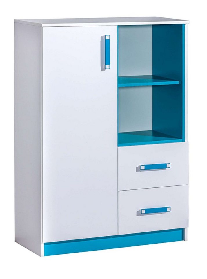 Stylefy Kinderkleiderschrank Taira I (Highboard, Standschrank) 2 offene Fächer, mit Schubladen, Vollauszug, Modern Design, für Kinder von Stylefy