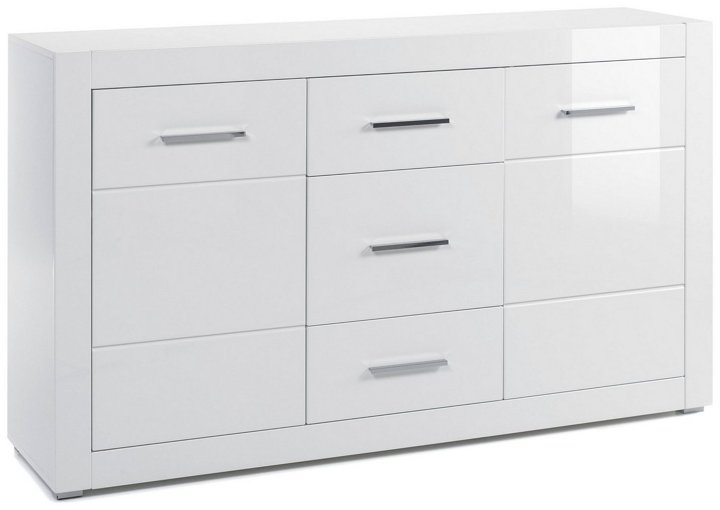 Stylefy Kommode Alberta Weiß Matt, Weiß Hochglanz (Sideboard, Standschrank), Design von Stylefy