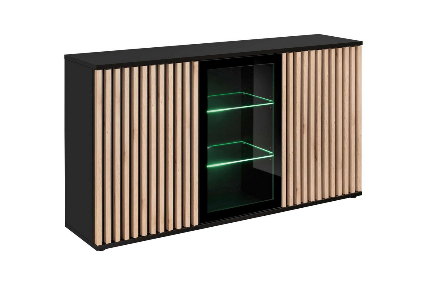 Stylefy Kommode Carmelo (Sideboard, Kommode), mit 2 Türen, 1 Glastür, mit LED-Beleuchtung, Push-to-Open von Stylefy