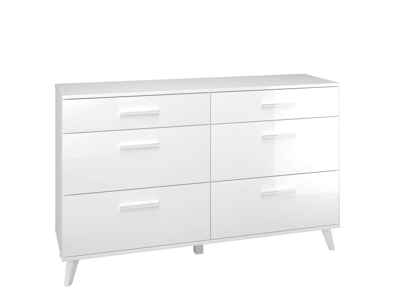 Stylefy Kommode Celine II Weiß Hochglanz (Sideboard, Standschrank), Design von Stylefy