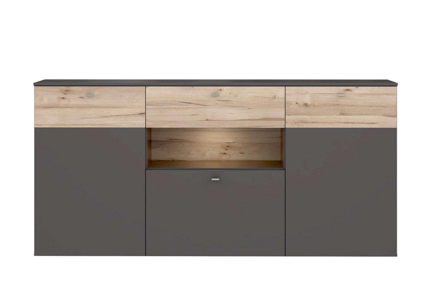 Stylefy Kommode Cuando (Sideboard, Schubladenkommode), mit Schublade, 3-türig, inkl. LED-Beleuchtung, mit Soft-Close Funktion von Stylefy