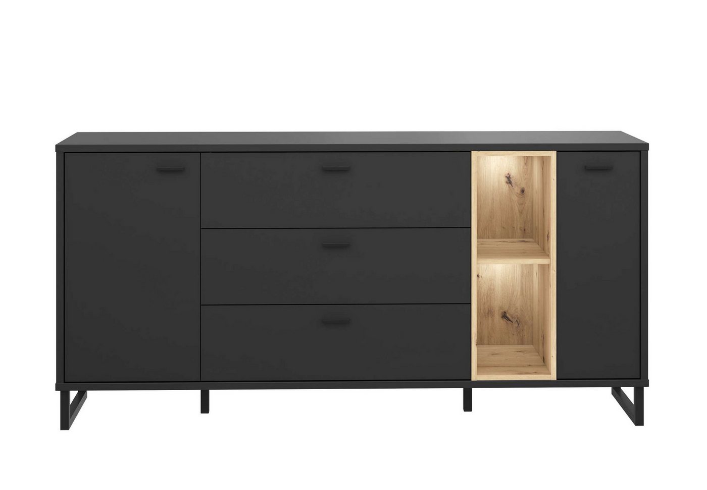 Stylefy Kommode Cynthia (Sideboard, Schubladenkommode), mit 3 Schubladen, 2-türig, aus Holzwerkstoff, LED-Beleuchtung optional von Stylefy