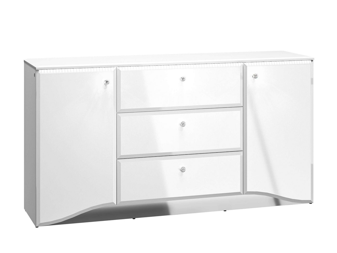 Stylefy Kommode Grace Weiß Weiß Hochglanz (Sideboard, Standschrank), Design von Stylefy