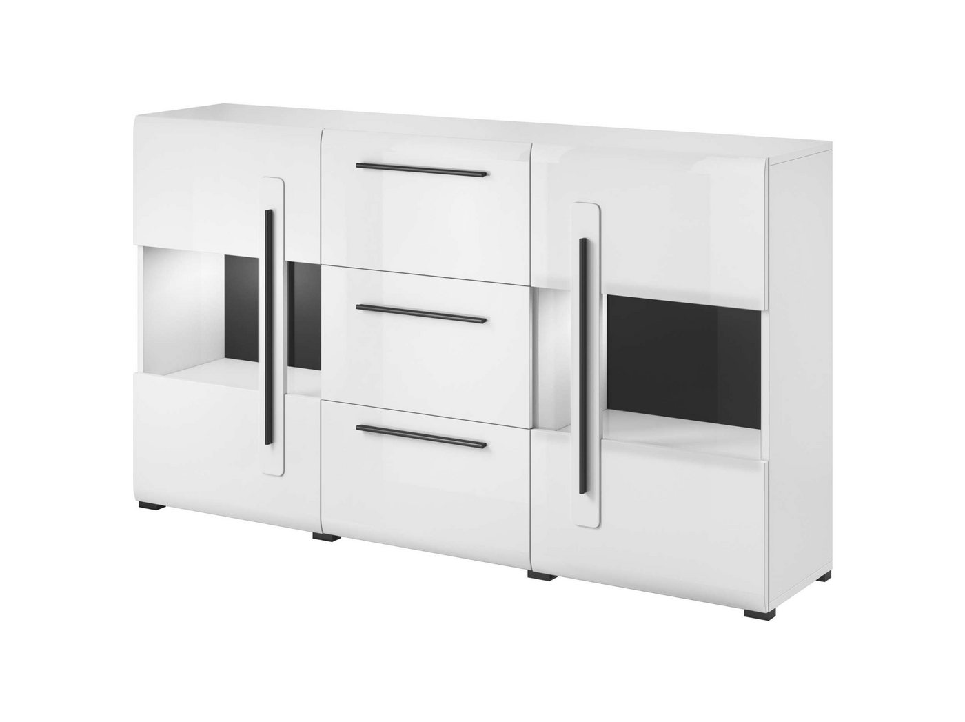 Stylefy Kommode Kariba (Sideboard, Standschrank), 2-türig, mit Schubladen, Hochglanzfront, Modern Design, viel Stauraum von Stylefy