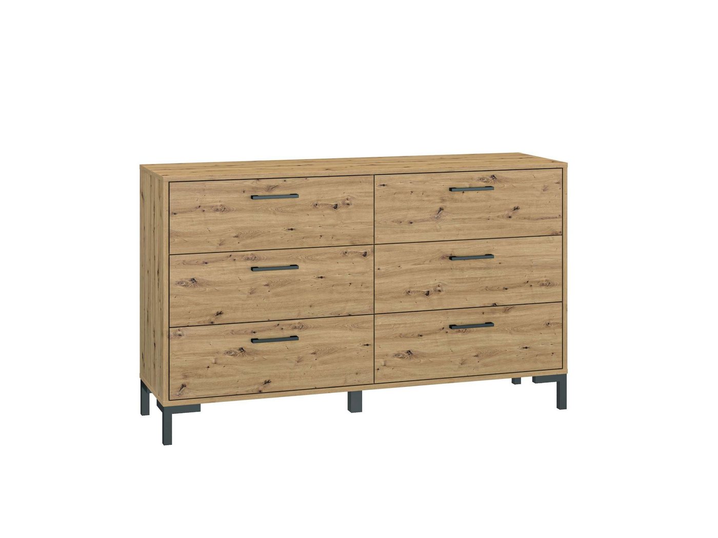 Stylefy Kommode Nils III Eiche Artisan Dekor (Sideboard, Standschrank), Schubladen mit Vollauszug, viel Stauraum, Spanplatte, Modern Design von Stylefy