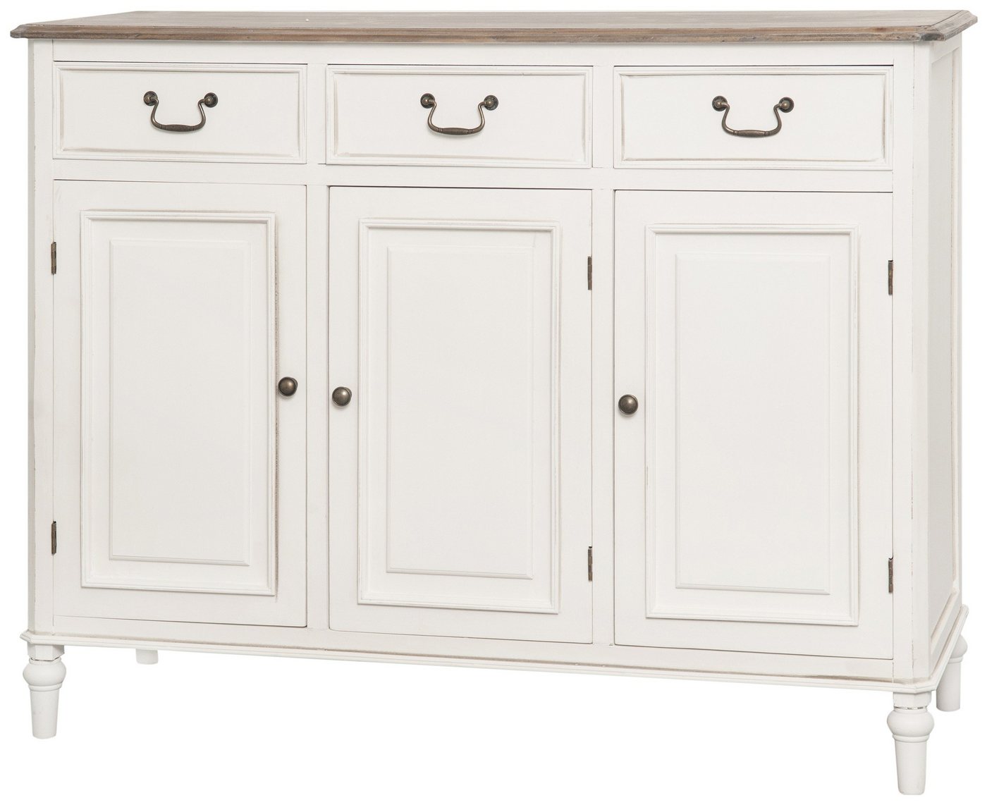 Stylefy Kommode Ravenna Pappel Weiß Hellbraun (Sideboard, Standschrank), aus Massivholz, variabel stellbar, mit Schubladen, Landhausstil von Stylefy