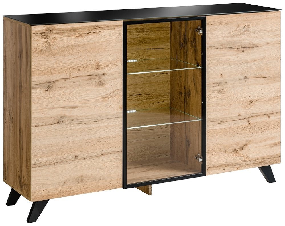 Stylefy Kommode Thon 100x150x40 cm Eiche Schwarz (Sideboard, Wohnzimmerschrank), Design von Stylefy