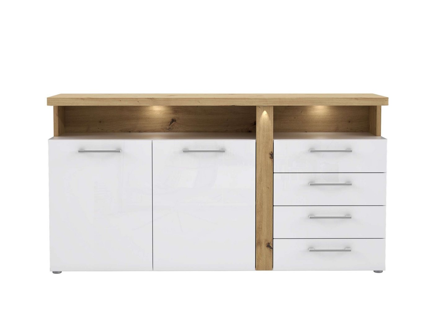 Stylefy Kommode Tuzalu (Sideboard, Schubladenkommode), 2-türig, stehend, 4 Schubladen, inkl. LED-Beleuchtung, mit Soft-Close von Stylefy