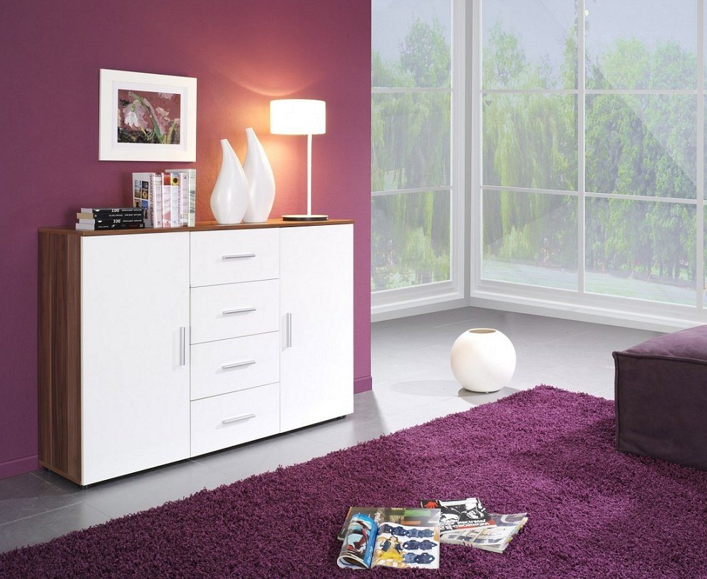 Stylefy Kommode Uno (Highboard, Standschrank), mit Schubladen, viel Stauraum, Hochglanzfront, Modern Design von Stylefy