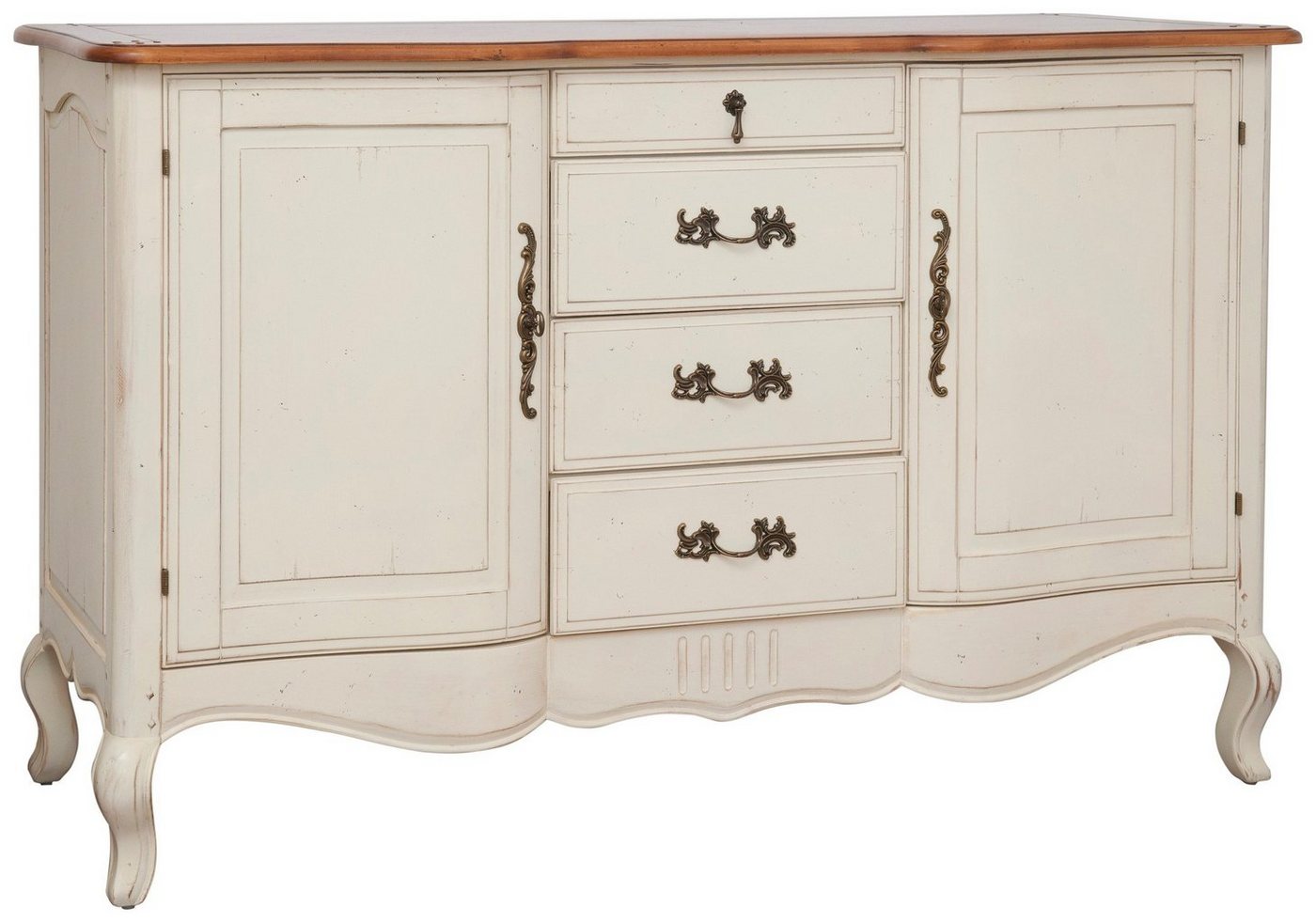 Stylefy Kommode Verona Birke Creme (Sideboard, Standschrank), aus Massivholz, variabel stellbar, mit Schubladen, Landhausstil von Stylefy