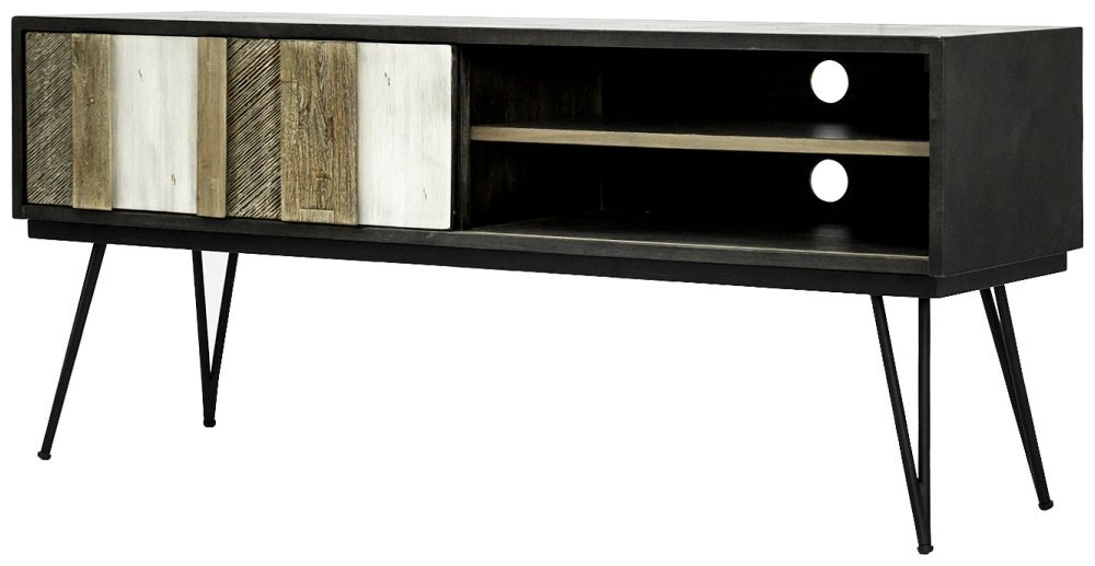 99rooms Konsolentisch Adesso Grau Schwarz Akazie (Beisteltisch), aus Massivholz, rechteckig, Metall, Skandinavisch Design von 99rooms