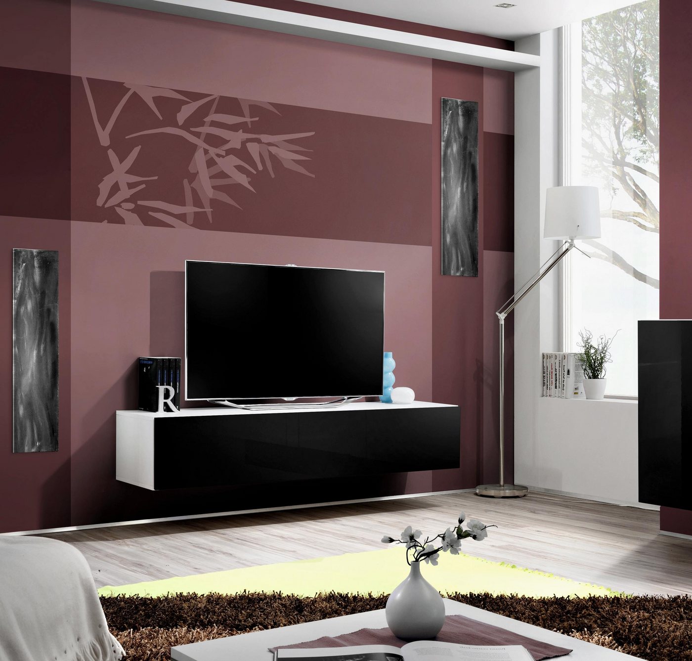 Stylefy Lowboard FLI T30 30x160x40 cm (TV-Kommode, TV-Schrank, Fernsehschrank), mit 3 Fächer, viel Stauraum, stehend, Modern Design, Hochglanzfront, mit Push-to-Open von Stylefy