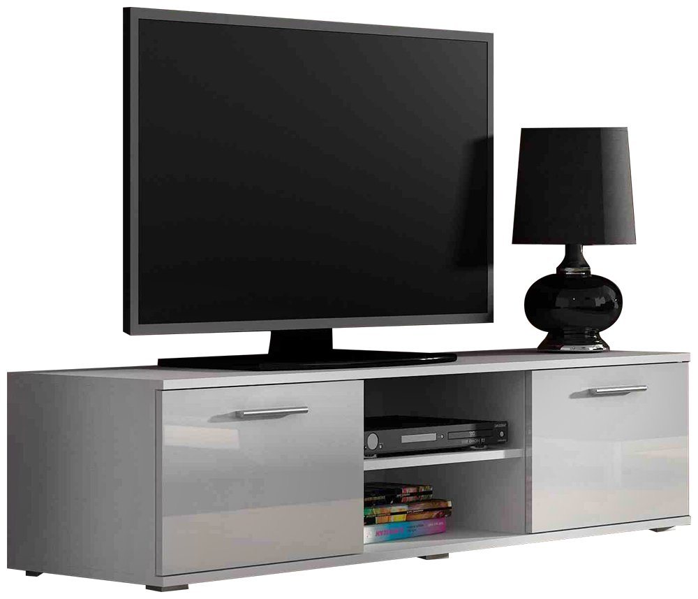 Stylefy Lowboard Saho 140 cm (TV-Kommode, TV-Schrank), viel Stauraum, variabel stellbar, Hochglanzfront, Modern Design von Stylefy