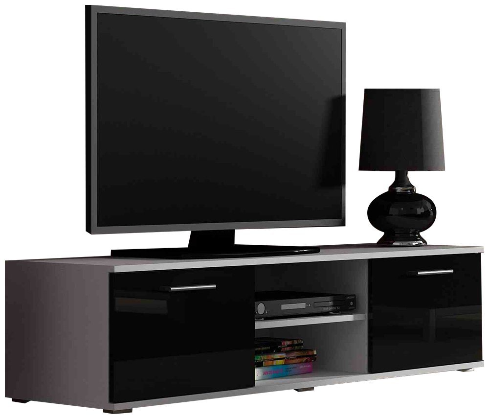 Stylefy Lowboard Saho 140 cm (TV-Kommode, TV-Schrank), viel Stauraum, variabel stellbar, Hochglanzfront, Modern Design von Stylefy