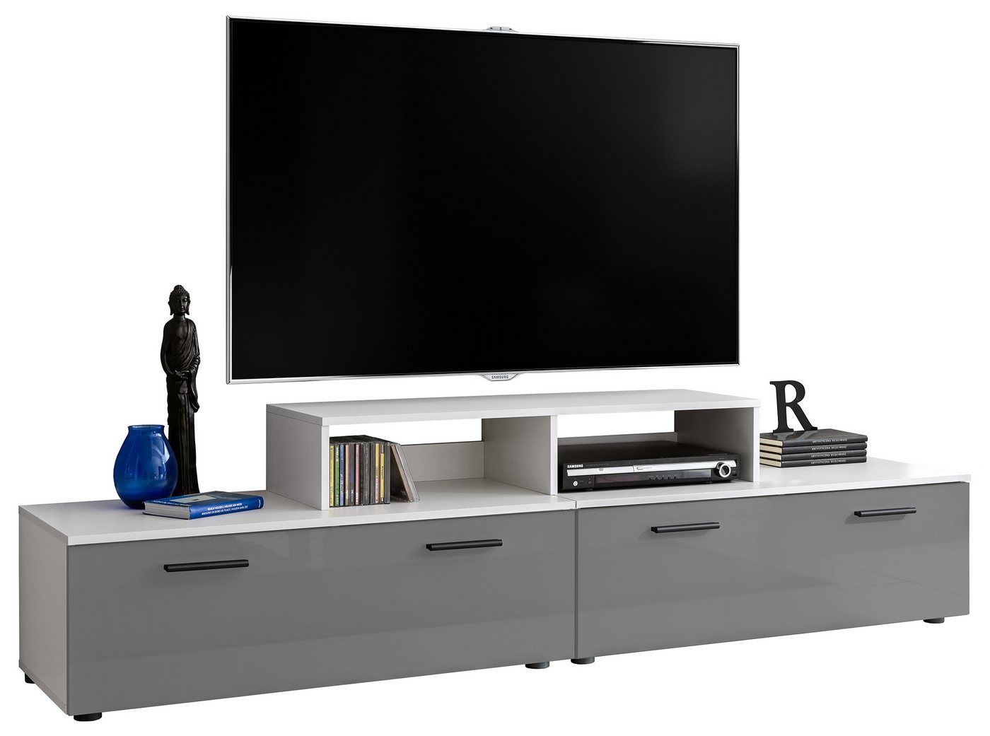 99rooms Lowboard Teka III (TV-Kommode, TV-Schrank, Fernsehschrank), bestehend aus 2xLowboard, 1xAufsatz, Hochglanzfront, Modern Design, aus Holzwerkstoff, viel Stauraum, variabel stellbar, für Wohnzimmer von 99rooms