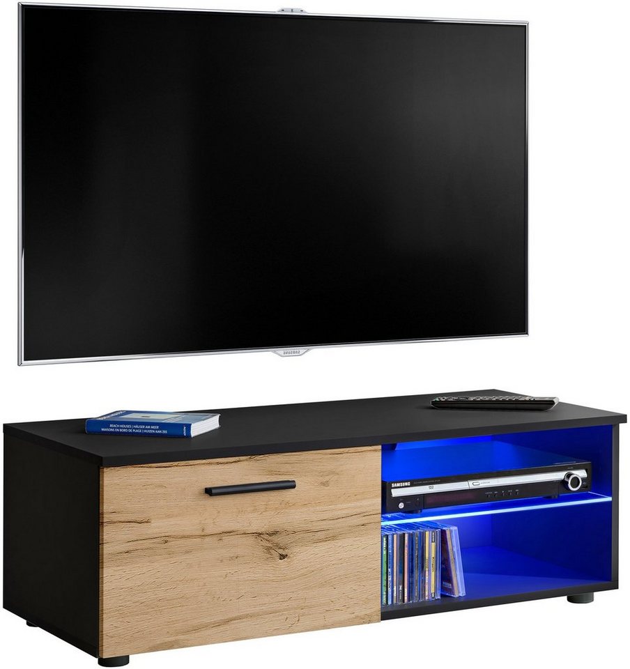 Stylefy Lowboard Teka XII (TV-Kommode, TV-Schrank, Fernsehschrank), wahlweise mit LED-Beleuchtung, Modern Design, aus Holzwerkstoff, viel Stauraum, variabel stellbar, für Wohnzimmer von Stylefy