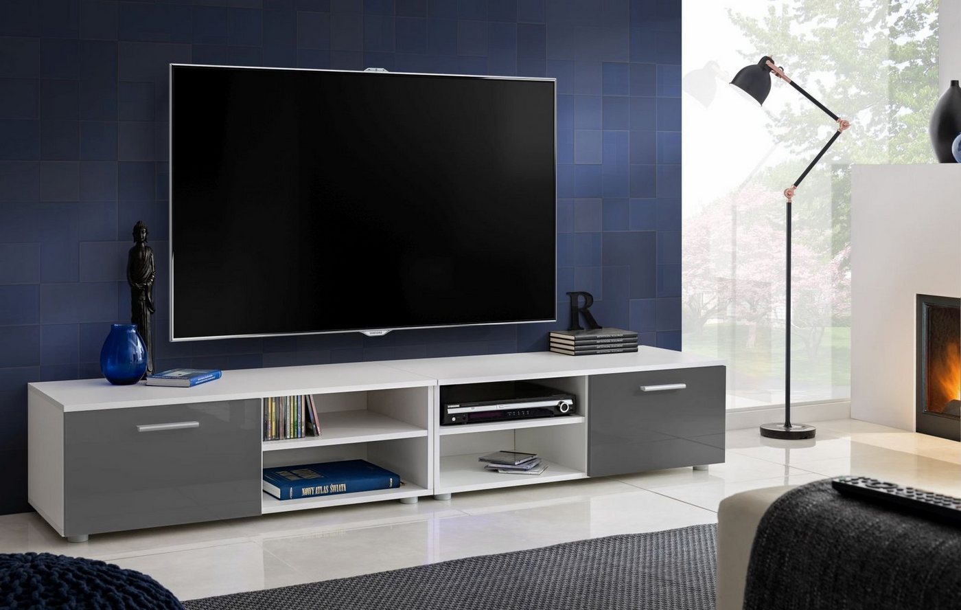 Stylefy Lowboard Teka XIII (TV-Kommode, TV-Schrank, Fernsehschrank), 2xLowboard, wahlweise mit LED-Beleuchtung, Modern Design, Hochglanzfront, viel Stauraum, variabel stellbar, für Wohnzimmer von Stylefy