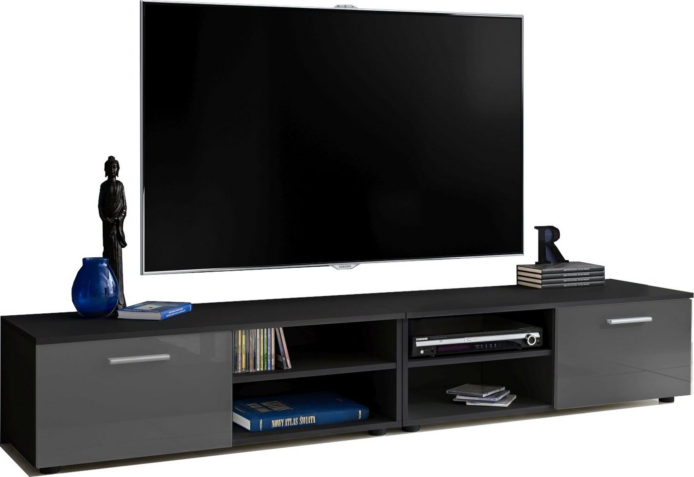 Stylefy Lowboard Teka XIII (TV-Kommode, TV-Schrank, Fernsehschrank), 2xLowboard, wahlweise mit LED-Beleuchtung, Modern Design, Hochglanzfront, viel Stauraum, variabel stellbar, für Wohnzimmer von Stylefy