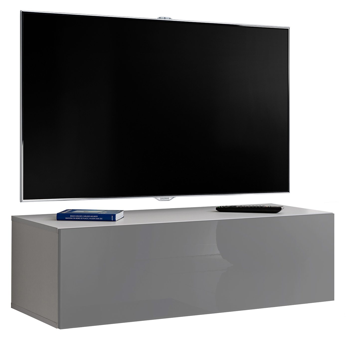 Stylefy Lowboard Teka XVII (TV-Kommode, TV-Schrank, Fernsehschrank), mit 2 Fächer, Hochglanzfront, mit Push-to-Open, Modern Design, aus Holzwerkstoff, viel Stauraum, für Wohnzimmer, variabel hängbar von Stylefy