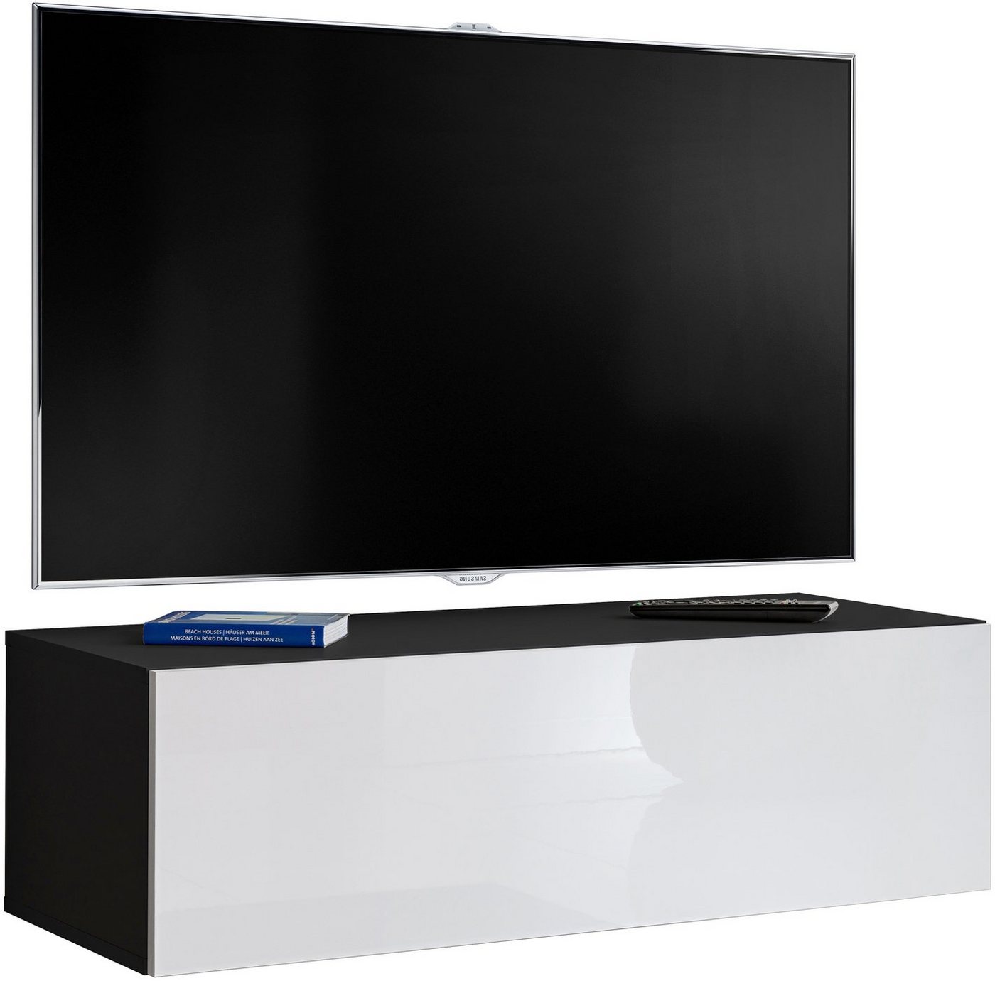 Stylefy Lowboard Teka XVII (TV-Kommode, TV-Schrank, Fernsehschrank), mit 2 Fächer, Hochglanzfront, mit Push-to-Open, Modern Design, aus Holzwerkstoff, viel Stauraum, für Wohnzimmer, variabel hängbar von Stylefy