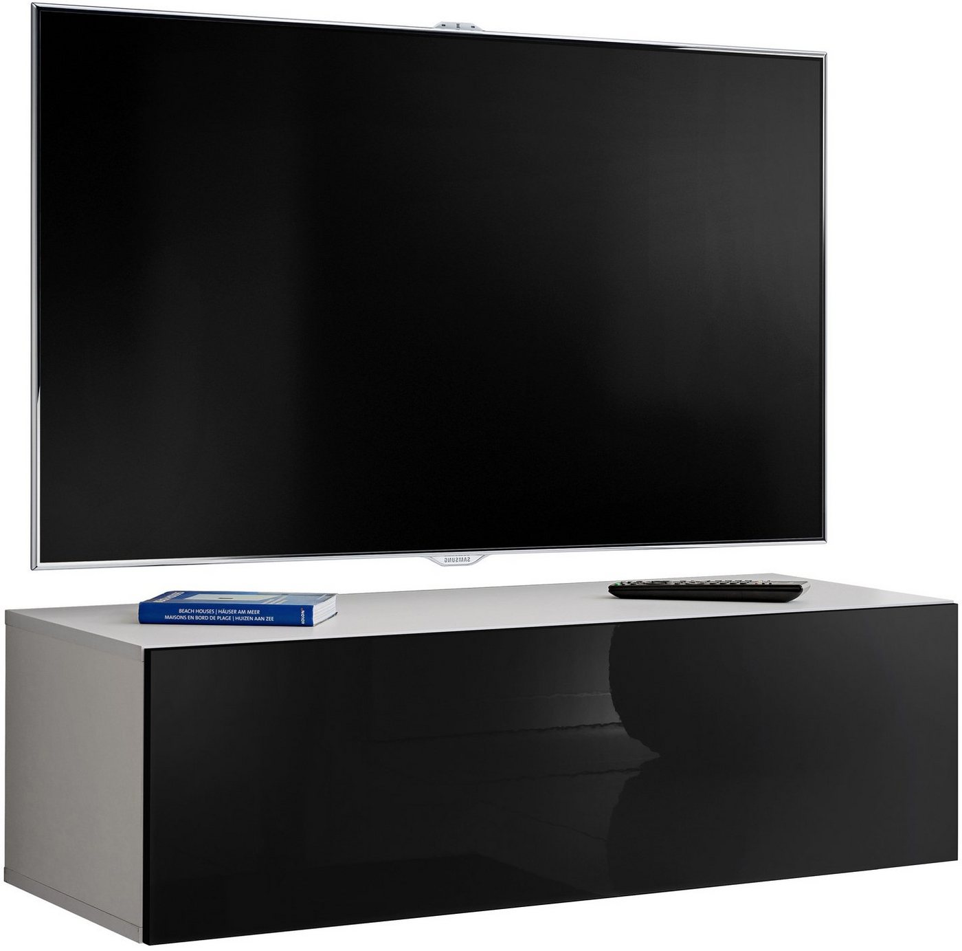 Stylefy Lowboard Teka XVII (TV-Kommode, TV-Schrank, Fernsehschrank), mit 2 Fächer, Hochglanzfront, mit Push-to-Open, Modern Design, aus Holzwerkstoff, viel Stauraum, für Wohnzimmer, variabel hängbar von Stylefy