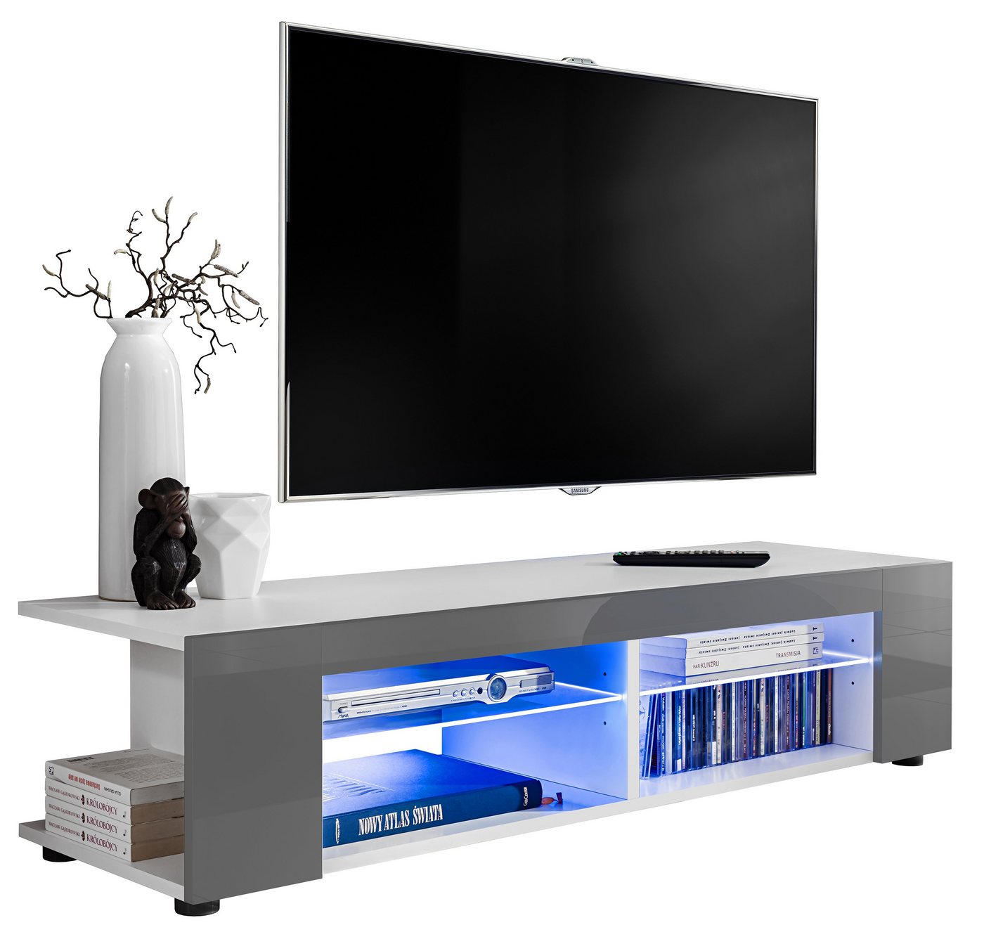 Stylefy Lowboard Teka XXIII (TV-Kommode, TV-Schrank, Fernsehschrank), wahlweise mit LED-Beleuchtung, Modern Design, aus Holzwerkstoff, viel Stauraum, variabel stellbar, für Wohnzimmer von Stylefy