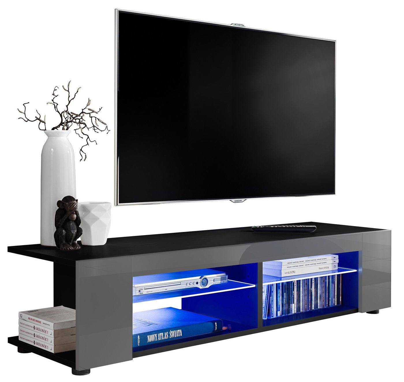 Stylefy Lowboard Teka XXIII (TV-Kommode, TV-Schrank, Fernsehschrank), wahlweise mit LED-Beleuchtung, Modern Design, aus Holzwerkstoff, viel Stauraum, variabel stellbar, für Wohnzimmer von Stylefy